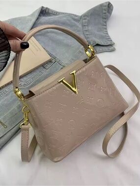 Kohl's Blush Patent Satchel with Gold Hardware